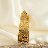 Deep Naka Flower Design Round Shape With Leaf Kundan Bangle With Likely Green and Pink Ruby 24kt Gold polished