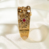 Deep Nakas Emerald Kada Kundan Bangle With White And Pink Ruby 24kt Gold polished