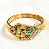 Deep Nakas Rajwadi Style Kundan Bangle With Likely Green and Pink Ruby 24kt Gold polished