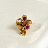 Deep Nakas Flower And Leaf With Small Pearl Finger Ring Kundan  Pink Ruby 24kt Gold polished