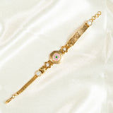 Deep Naka Floral And Heart Shaped With Pearl Bracelet Kundan White And Light Pink Ruby 24kt Gold polished