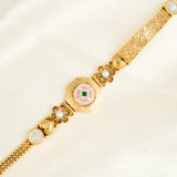 Deep Naka Floral And Heart Shaped With Pearl Bracelet Kundan White And Light Pink Ruby 24kt Gold polished