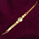 Deep Naka Swarn Kamal Bandhan With Pearl Bracelet Kundan White And Red Ruby 24kt Gold polished