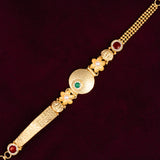 Deep Naka Swarn Kamal Bandhan With Pearl Bracelet Kundan White And Red Ruby 24kt Gold polished