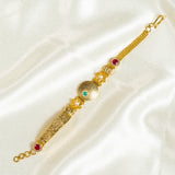 Deep Naka Swarn Kamal Bandhan With Pearl Bracelet Kundan White And Red Ruby 24kt Gold polished
