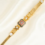 Deep Naka Ethnic Party Occasions With Pearl Bracelet Kundan White And Light Pink Ruby 24kt Gold polished