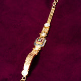 Deep Naka Ethnic Party Occasions With Pearl Bracelet Kundan White And Light Pink Ruby 24kt Gold polished