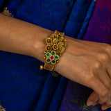 Deep Nakas Rajwadi Style Kundan Bangle With Likely Green and Pink Ruby 24kt Gold polished