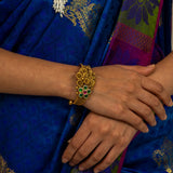 Deep Nakas Rajwadi Style Kundan Bangle With Likely Green and Pink Ruby 24kt Gold polished