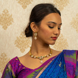 Deep Nakas Polki Mehandi Choker Necklace With Matching Earrings Kundan White And Pink Ruby 24kt Gold polished