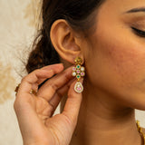 Deep Nakas Polki Mehandi Choker Necklace With Matching Earrings Kundan White And Pink Ruby 24kt Gold polished