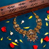 Deep Nakas Meenakari With Moissanite in Short Necklace Gold Polish