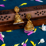 Peacock Deep Nakas 24kt Gold Plated Jhumkas with pearl hangings