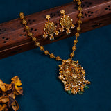 Deep Nakas Shiva Parvathi And Ganesha With Cz in Pendant With Earrings  24kt Gold Polish