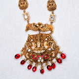 Deep Nakas Vijayalakshmi Cz Studed In Pink Kundan Long Necklace 24kt Gold polish