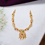 Navarathan Stones With Cz Studded Short Necklace 18kt Gold Polish
