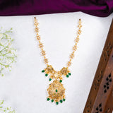 Peacock in Cz Studded With Green Kundan Short Necklace 18kt Gold Polish