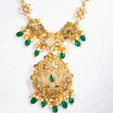 Peacock in Cz Studded With Green Kundan Short Necklace 18kt Gold Polish