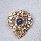 Blue Sapphire Stone in mossinatie Pendant With Earrings 18kt Gold Polish
