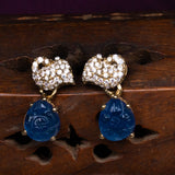 Blue Sapphire Pendant With Earrings in Mossinaite 18kt Gold Polish