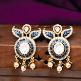 Blue Peacock Pendant With Earrings in Mossianite 18kt Gold Polish