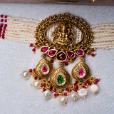 Deep Nakas Lakshmi With Pink Kundan Choker With Earrings 24kt Gold Polish