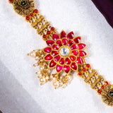 Deep Nakas Pink Kundan Choker 24kt Gold Polish