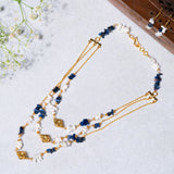 Boho styled 3 layer Necklace with Earrings 18kt gold polish