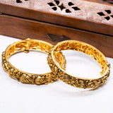 Deep Nakas with Green Kundan Peacock 24kt Gold Plated Bangles