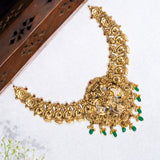 Deep Nakas Gandaberunda In CZ Studded Short Necklace 24kt Gold polish