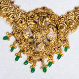 Deep Nakas Gandaberunda In CZ Studded Short Necklace 24kt Gold polish