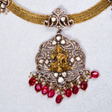 Lakshmi Victorian  Attigai Short Necklace With Earrings 18kt Gold Polish