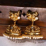 Deep Nakas Peacock With Moissanite And Pearls in 24kt Gold Plated Jhumkas