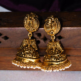 Peacock Deep Nakas 24kt Gold Plated Jhumkas with pearl hangings