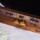 Deep Nakas Leaf With Multi colour Polkis in 24kt Gold Polish  Jhumkas