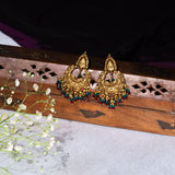 Deep Nakas Chandbali With Maroon And Blue polkis Earrings 24kt Gold Polish