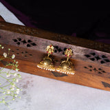 Deep Nakas White Pearls in 24kt Gold Polish Jhumkas