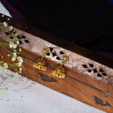 Deep Nakas Flower in 24kt Gold Plated Jhumkas