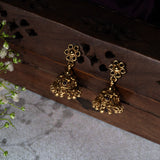 Deep Nakas Flower in 24kt Gold Plated Jhumkas