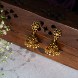 Deep Nakas Flower in 24kt Gold Plated Jhumkas