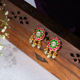 Flower Polkis in Kundan Earrings studs in 24kt Gold Polish