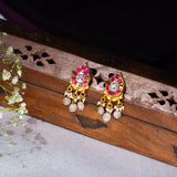 Moissanite Leaf Polkis in 24kt Gold Polish Studs