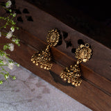 Deep Nakas Maroon Kundan Stone with Golden balls in 24kt Gold Polish  Jhumkas