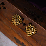 Deep Nakas Heart in Shaped With Red Stone in 24kt Gold Plated Studs