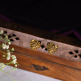 Deep Nakas Heart Shaped With Red Stone in 24kt Gold Plated Studs