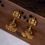 Deep Nakas Lakshmi With Red Kundan Gold Plated Jhumkas