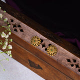 Deep Nakas Round Shaped With Green Stone 24kt Gold Plated Studs