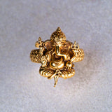 Deep Nakas Floral Design Finger Ring Kundan  Pink Ruby 24kt Gold polished