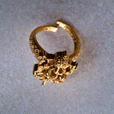 Deep Nakas Floral Design Finger Ring Kundan  Pink Ruby 24kt Gold polished