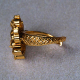 Deep Nakas Floral Design Finger Ring Kundan  Pink Ruby 24kt Gold polished